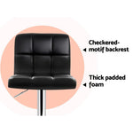 2X Bar Stools Leather Gas Lift Black