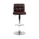 2X Bar Stools Leather Gas Lift Brown