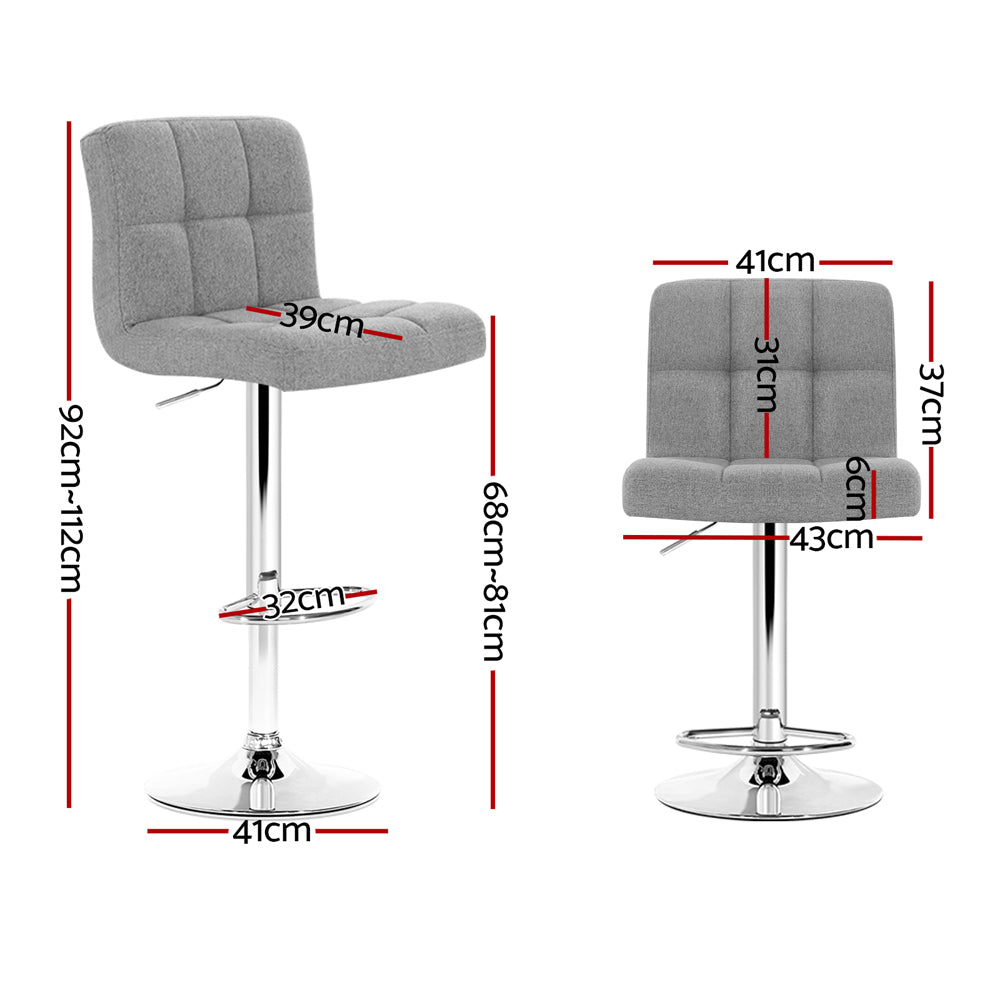 4X Bar Stools Leather Gas Lift Grey