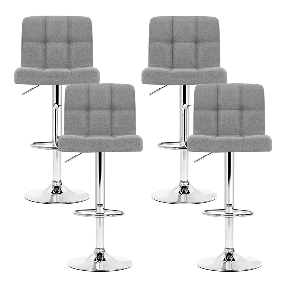 4X Bar Stools Leather Gas Lift Grey