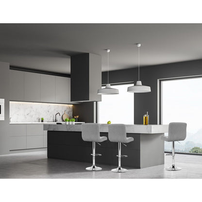 4X Bar Stools Leather Gas Lift Grey
