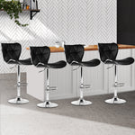 4X Bar Stools Gas Lift Leather Seat Black