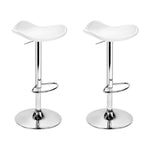 2x Gas Lift Bar Stools Swivel Chairs Leather Chrome White