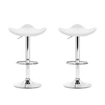 2x Gas Lift Bar Stools Swivel Chairs Leather Chrome White