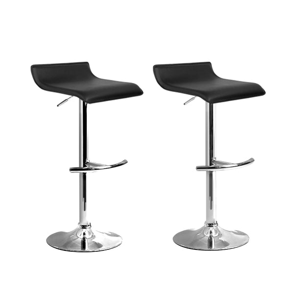  2X Bar Stools Adjustable Gas Lift Chairs Black