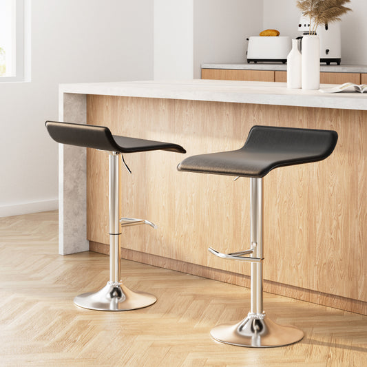 2X Bar Stools Adjustable Gas Lift Chairs Black