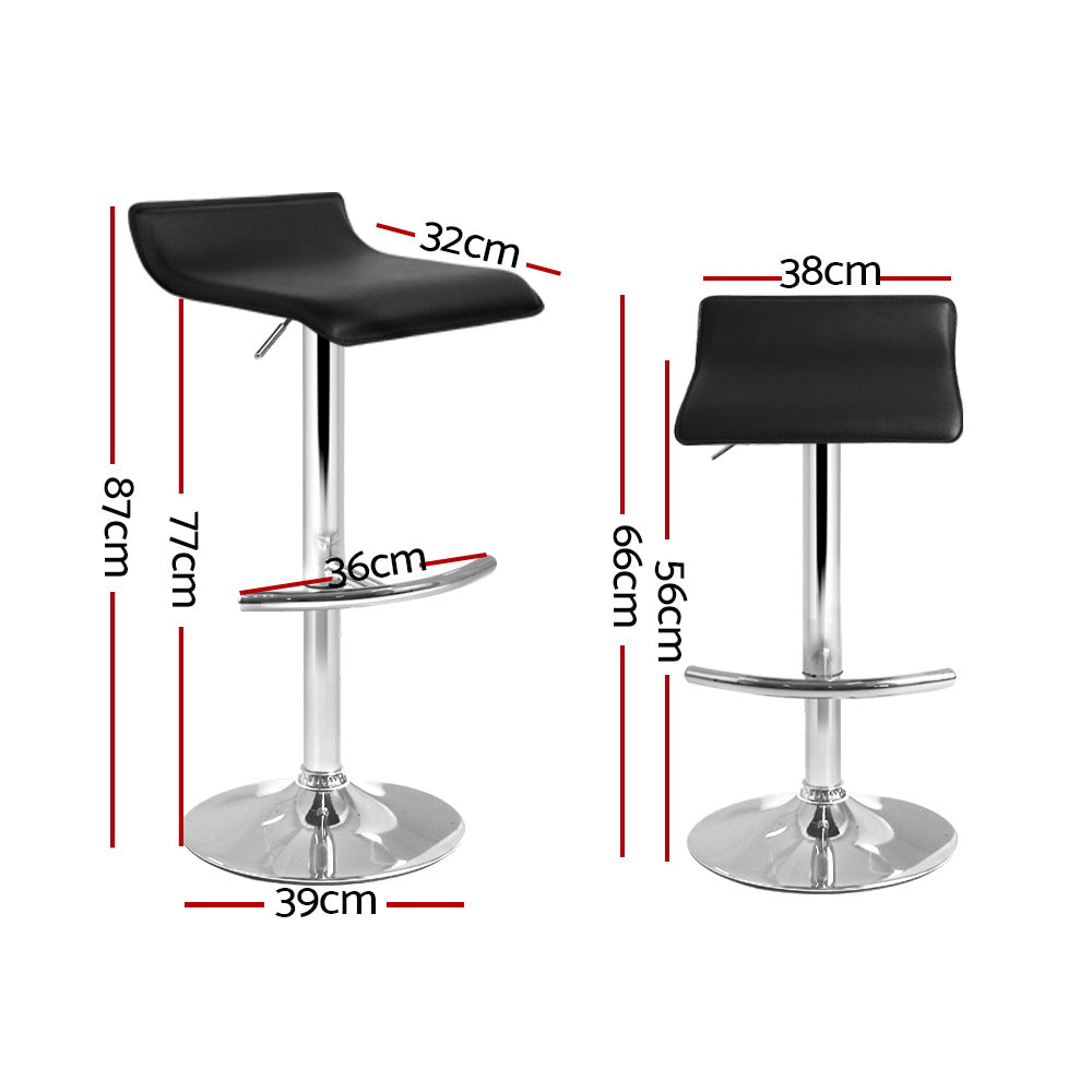 2X Bar Stools Adjustable Gas Lift Chairs Black