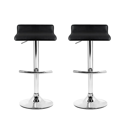2X Bar Stools Adjustable Gas Lift Chairs Black