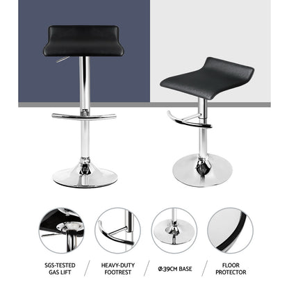 2X Bar Stools Adjustable Gas Lift Chairs Black