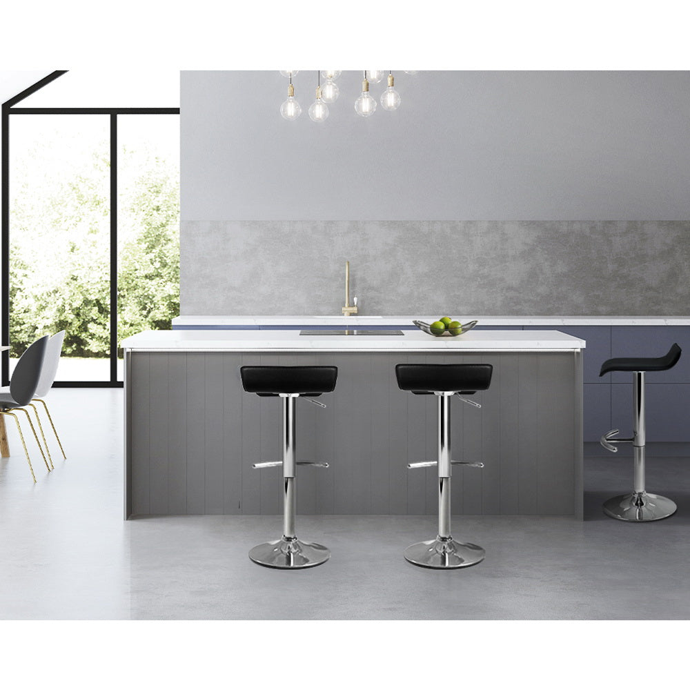 2X Bar Stools Adjustable Gas Lift Chairs Black