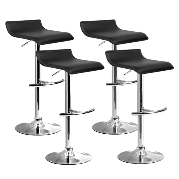  4X Bar Stools Adjustable Gas Lift Chairs Black