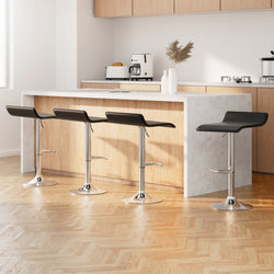 4X Bar Stools Adjustable Gas Lift Chairs Black