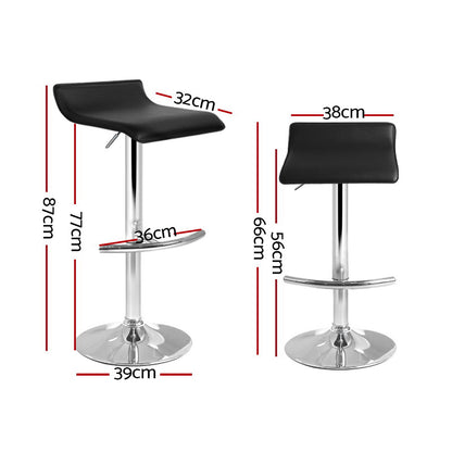 4X Bar Stools Adjustable Gas Lift Chairs Black