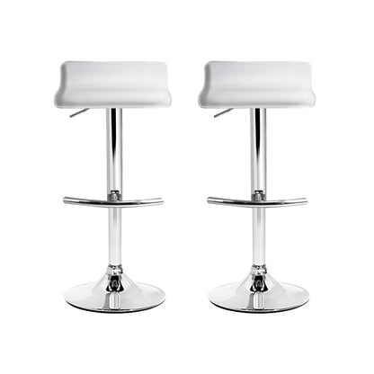 2X Bar Stools Adjustable Gas Lift Chairs White