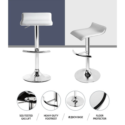 2X Bar Stools Adjustable Gas Lift Chairs White