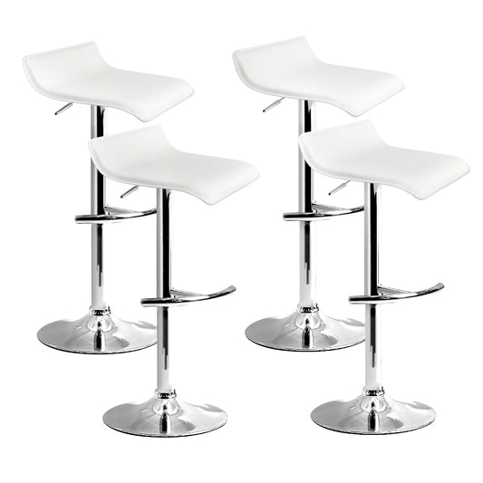 4X Bar Stools Adjustable Gas Lift Chairs White