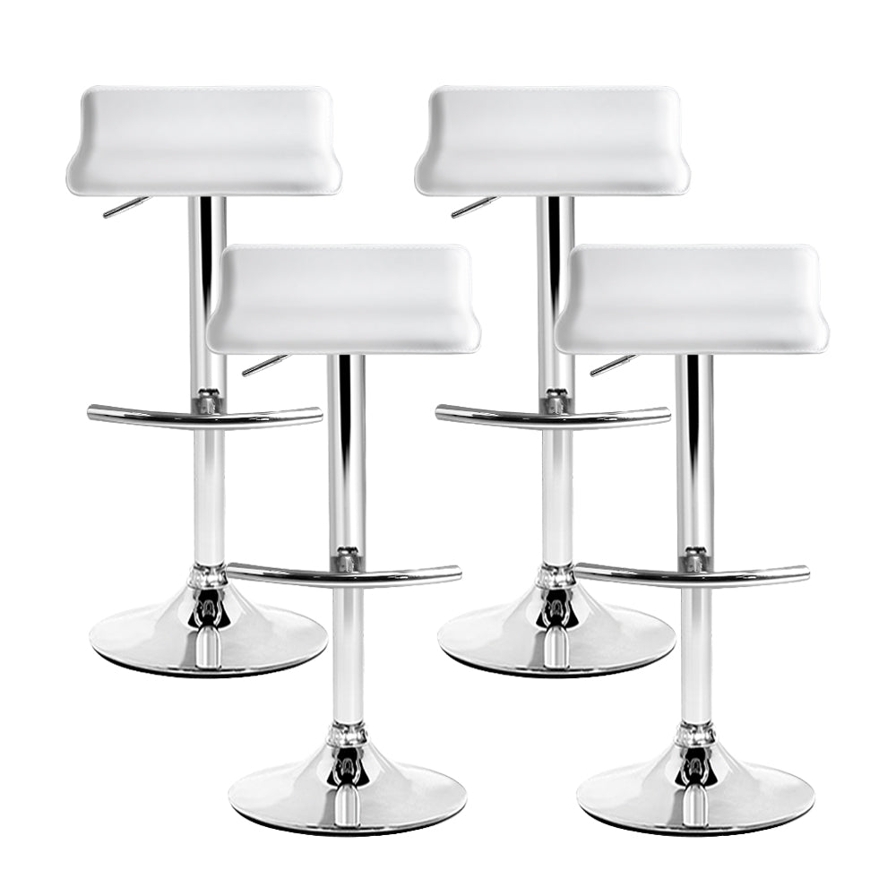 4X Bar Stools Adjustable Gas Lift Chairs White