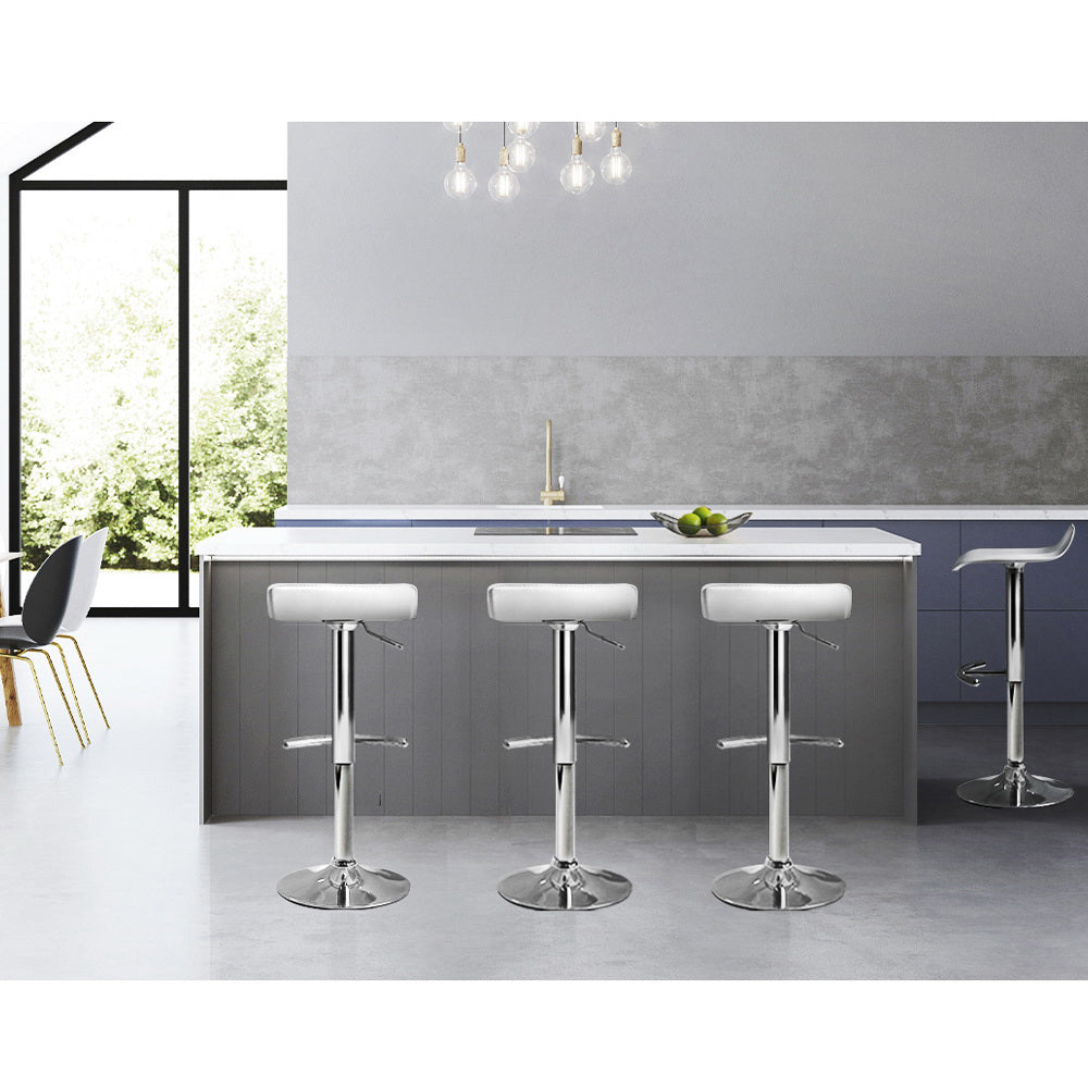 4X Bar Stools Adjustable Gas Lift Chairs White