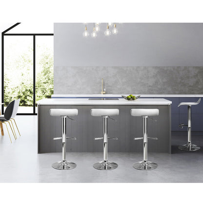 4X Bar Stools Adjustable Gas Lift Chairs White