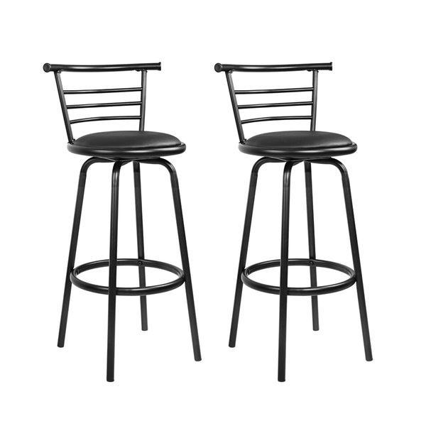  2X Bar Stools Swivel Leather Padded Metal