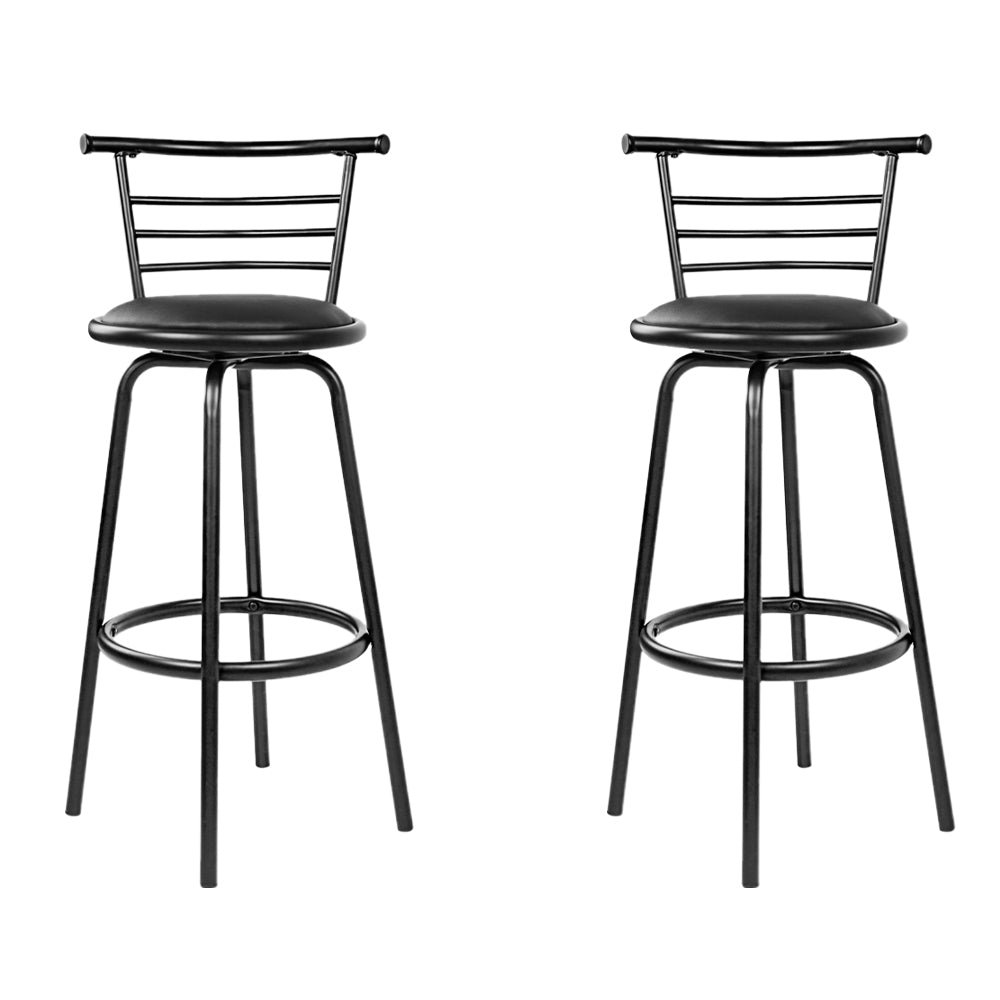 2X Bar Stools Swivel Leather Padded Metal