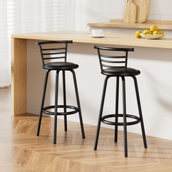 2X Bar Stools Swivel Leather Padded Metal