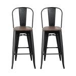 Metal Bar Stools Wooden Seat Retro Counter Stool