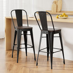 Metal Bar Stools Wooden Seat Retro Counter Stool
