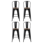 Metal Bar Stools Wooden Seat Retro Counter Stool