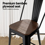 Metal Bar Stools Wooden Seat Retro Counter Stool