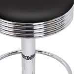4X Bar Stools Leather Padded Gas Lift Silver