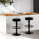 2x Kitchen Bar Stools Gas Lift Bar Stool Chairs Swivel Barstools Black