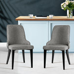 Dining Chairs Set Of 2 Linen Fabric Grey
