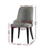 Dining Chairs Set Of 2 Linen Fabric Grey