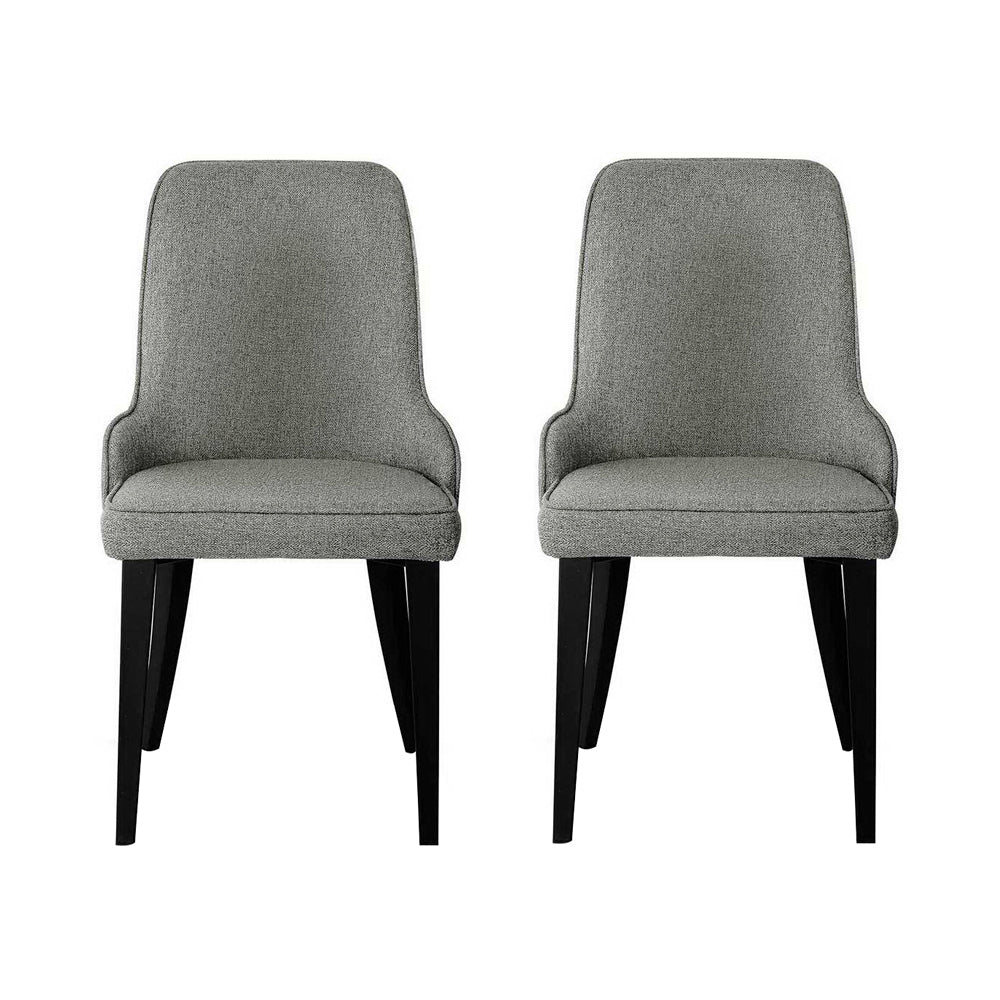 Dining Chairs Set Of 2 Linen Fabric Grey