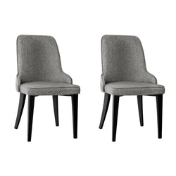 Dining Chairs Set Of 2 Linen Fabric Grey