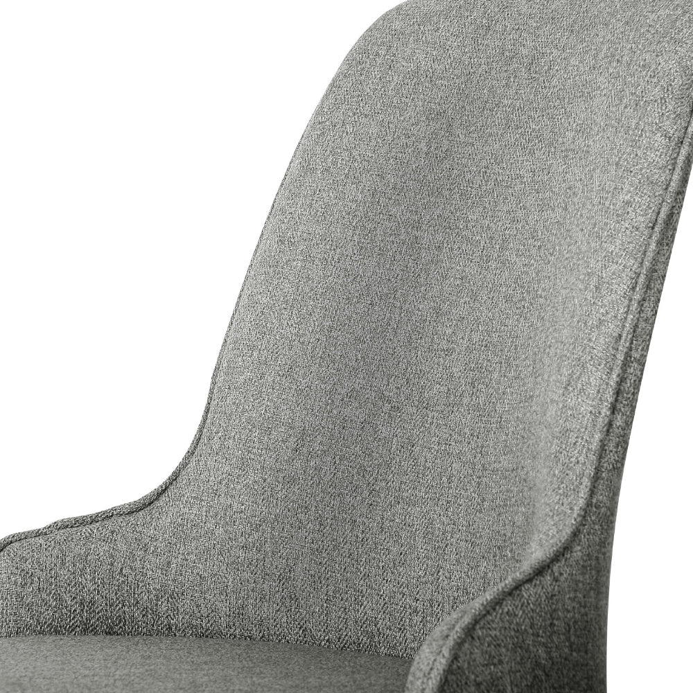 4x Grey Linen Dining Chairs Set Modern Fabric Kitchen Chairs Upholstered