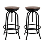 2X Bar Stools Adjustable Wood Chairs