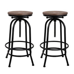 2X Bar Stools Adjustable Wood Chairs