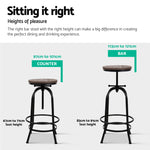 2X Bar Stools Adjustable Wood Chairs