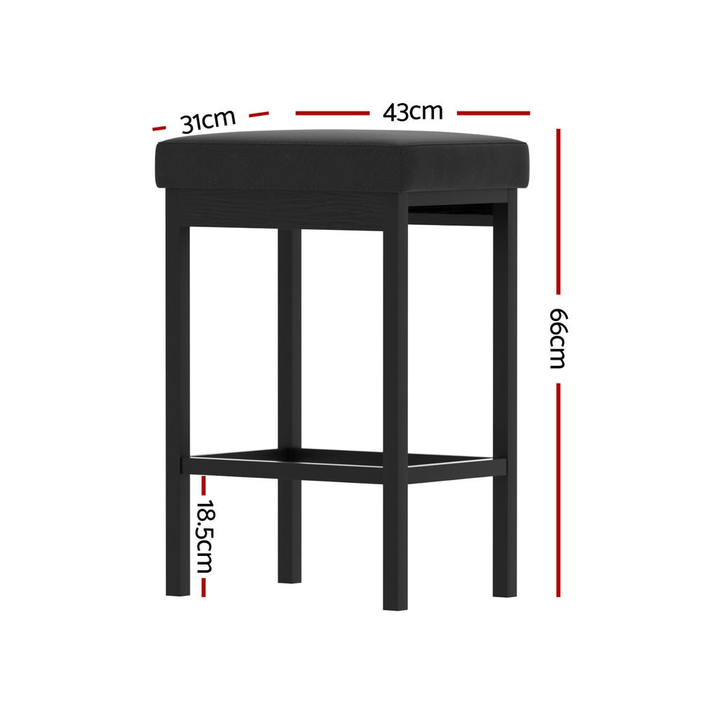 A Set of 4 Metal Bar Stools PU Seat Dining Counter Chairs
