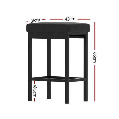 A Set of 4 Metal Bar Stools PU Seat Dining Counter Chairs