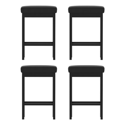 A Set of 4 Metal Bar Stools PU Seat Dining Counter Chairs