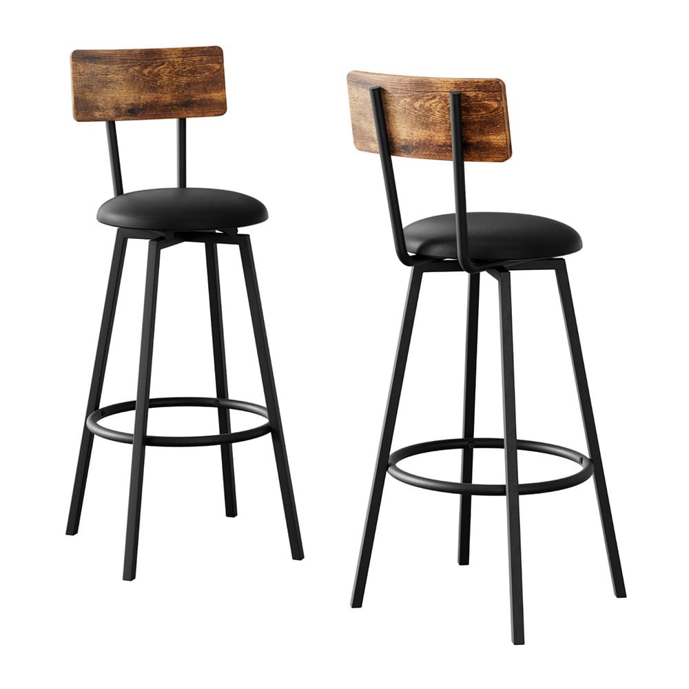 Industrial Bar Stools Leather Upholstered 38x38x99cm