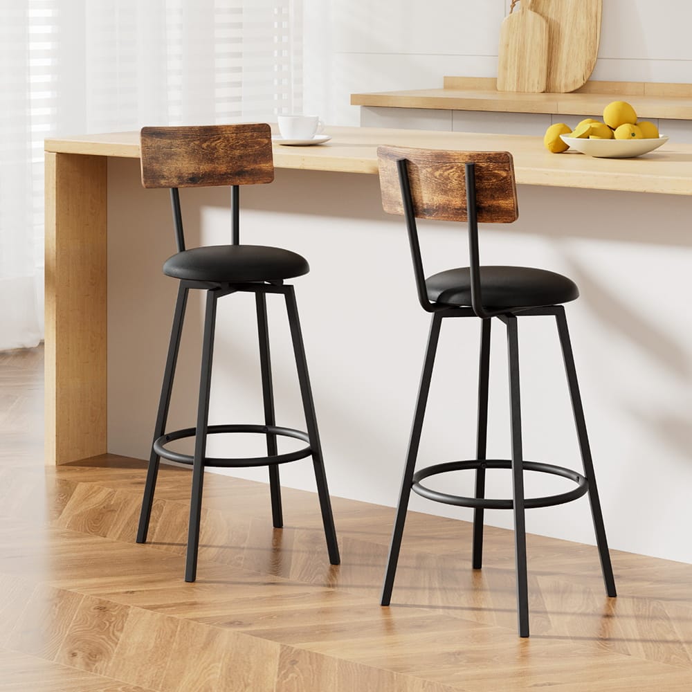 Industrial Bar Stools Leather Upholstered 38x38x99cm