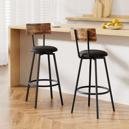 Industrial Bar Stools Leather Upholstered 38x38x99cm