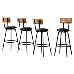 4X Industrial Bar Stools Upholstered Counter Chairs Steel Frame Anti-Scratch