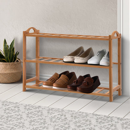 Stylish Bamboo Shoe Rack - 3-Tier 9 Pairs