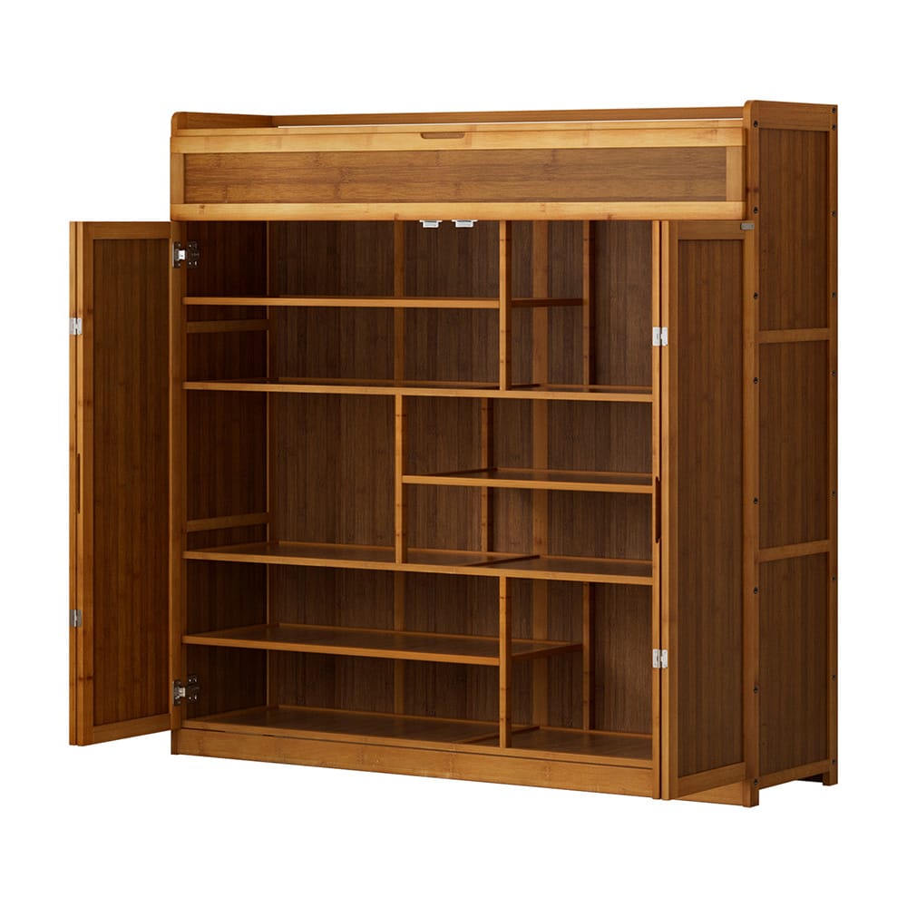 Shoe Rack Cabinet Natural Bamboo 117x33x115cm