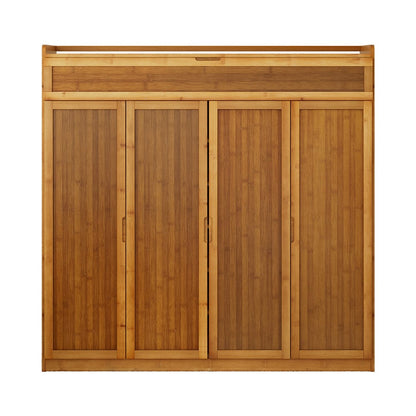 Shoe Rack Cabinet Natural Bamboo 117x33x115cm